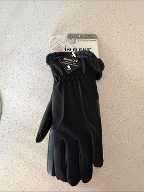 Isotoner Smart Dri Black Gloves Repels Rain and Snow Without Harmful Chemicals
